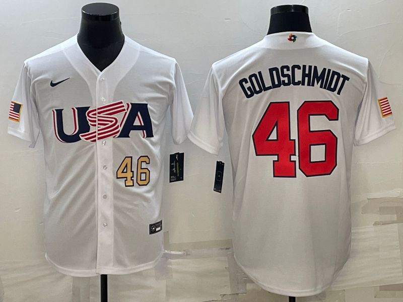 Men 2023 World Cub USA #46 Goldschmidt White Nike MLB Jersey2